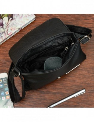 Czarna mała skórzana torebeczka damska torebka listonoszka Beltimore H30 - zdjęcie 2