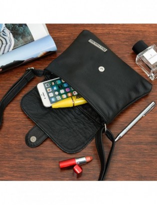 Czarna mała skórzana torebeczka damska torebka listonoszka Beltimore H30 - zdjęcie 5