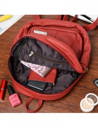 Czerwony skórzany damski plecak Beltimore pojemny R33 - zdjęcie 4