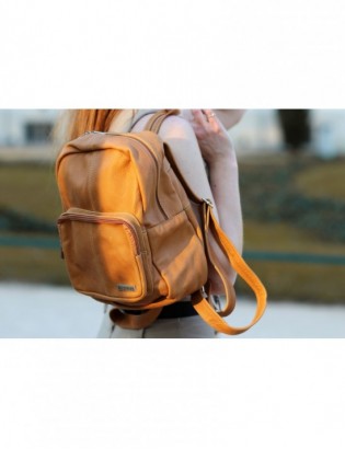 Czerwony skórzany damski plecak Beltimore pojemny R33 - zdjęcie 8