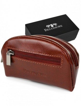 Brązowe skórzane etui na klucze pieniądze Beltimore G85 - zdjęcie 1