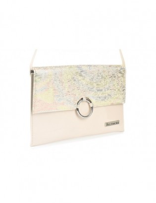 Różowo- kolorowa oryginalna damska torebka kopertówka na pasku usztywniana W63 - zdjęcie 1