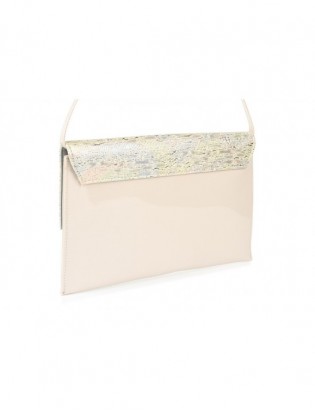 Różowo- kolorowa oryginalna damska torebka kopertówka na pasku usztywniana W63 - zdjęcie 3