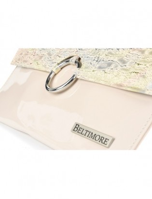 Różowo- kolorowa oryginalna damska torebka kopertówka na pasku usztywniana W63 - zdjęcie 4