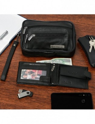 Zestaw męski skórzany premium Beltimore portfel saszetka etui P71 - zdjęcie 4