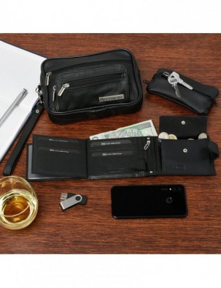 Zestaw męski skórzany premium Beltimore portfel saszetka etui P71 - zdjęcie 5