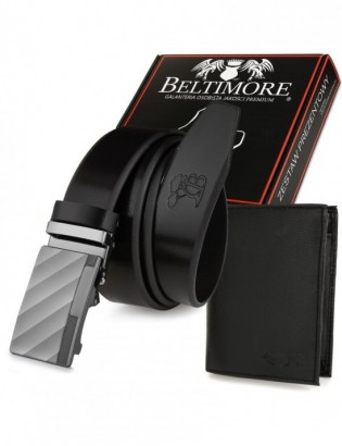 Zestaw męski skórzany portfel pasek duży Beltimore U86 - zdjęcie 1