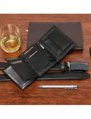 Zestaw męski skórzany portfel pasek duży Beltimore U86 - zdjęcie 8