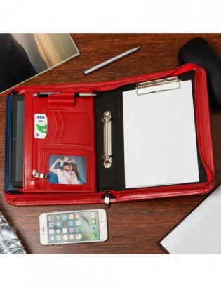 Czerwony Beltimore luksusowy męski biwuar aktówka teczka A5 organizer dla handlowca I62 - zdjęcie 6