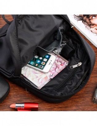 Czarny plecak torebka damska Skórzana Beltimore 022 - zdjęcie 2