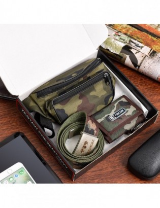 Zestaw męski portfel pasek saszetka moro Beltimore U97 - zdjęcie 2