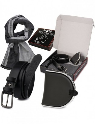 Zestaw męski skórzany Beltimore portfel szalik pasek U87 - zdjęcie 1