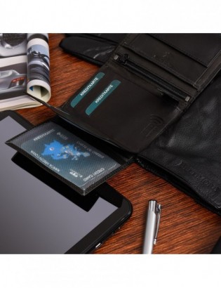 Zestaw męski skórzany portfel pionowy rękawiczki czarne Beltimore T82 - zdjęcie 4