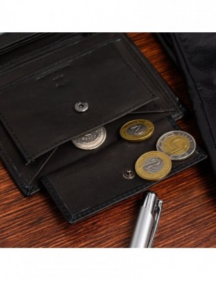 Zestaw męski skórzany portfel pionowy rękawiczki czarne Beltimore T82 - zdjęcie 7