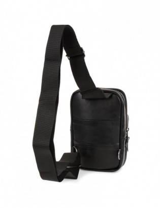 Czarna skórzana saszetka męska torba crossbody mała przez ramię trzy komory G41 - zdjęcie 4