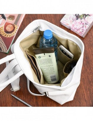 Biały skórzany plecak damski elegancki z zapięciem Beltimore T54 - zdjęcie 5