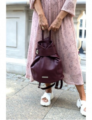 Burgundowy skórzany plecak damski elegancki z zapięciem Beltimore T54 - zdjęcie 2