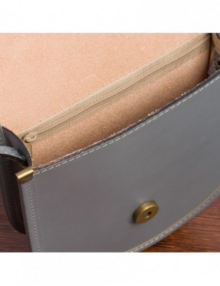 Jasno szara Beltimore Damska Skórzana Mała Torebka Listonoszka podkówka K68 - zdjęcie 6