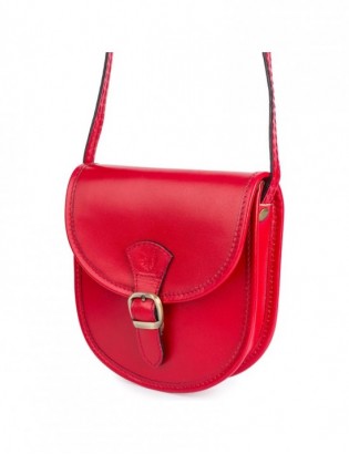 Czerwona Beltimore Damska Skórzana Mała Torebka Listonoszka podkówka K68 - zdjęcie 1