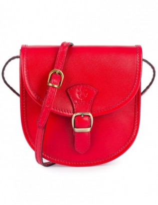 Czerwona Beltimore Damska Skórzana Mała Torebka Listonoszka podkówka K68 - zdjęcie 3