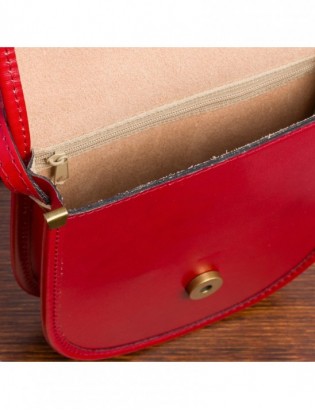 Czerwona Beltimore Damska Skórzana Mała Torebka Listonoszka podkówka K68 - zdjęcie 6
