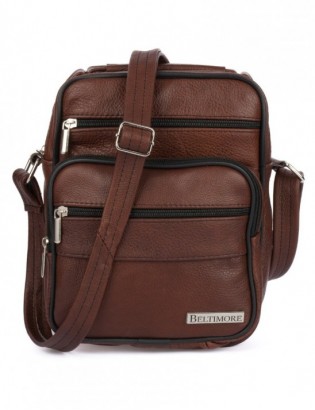 Męska mała torba skórzana przez ramię Beltimore brązowa G19 - zdjęcie 1