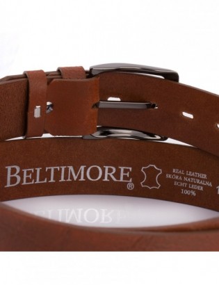 Pasek męski skórzany premium szeroki 4 cm klasyczny skóra licowa Beltimore brązowy E35 - zdjęcie 6