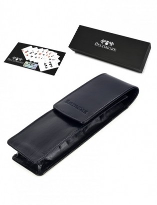 Etui na długopisy pojemne granatowe skórzane Beltimore G91 - zdjęcie 1