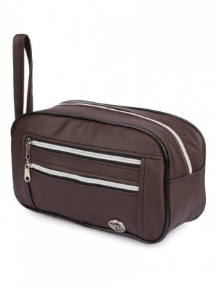 Kosmetyczna brązowa podróżna saszetka elegancka uniseks gładka Beltimore R25 - zdjęcie 1