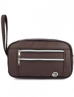 Kosmetyczna brązowa podróżna saszetka elegancka uniseks gładka Beltimore R25 - zdjęcie 6