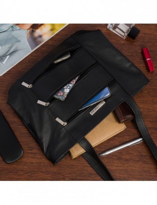 Skórzana damska torba na ramię elegancka czarna klasyczna Beltimore L44 - zdjęcie 2
