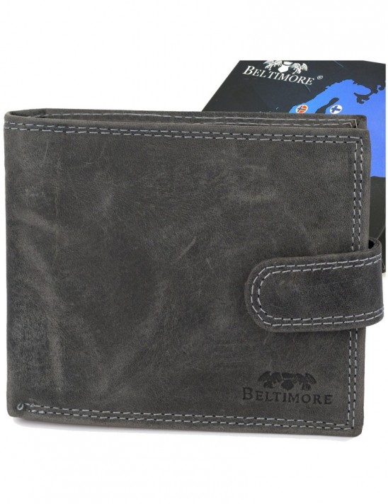 Portfel skórzany męski vintage poziomy klasyczny czarny RFiD Beltimore S50