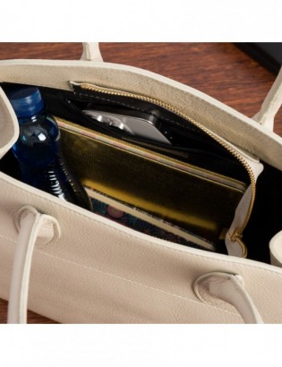 Torebka skórzana damska klasyczna pojemna A4 skóra włoska Beltimore camel W21 - zdjęcie 6