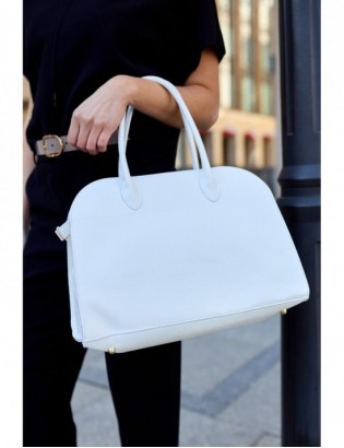 Torebka skórzana damska klasyczna pojemna A4 skóra włoska Beltimore biała W21 - zdjęcie 3