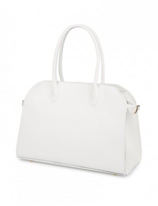 Torebka skórzana damska klasyczna pojemna A4 skóra włoska Beltimore biała W21 - zdjęcie 5