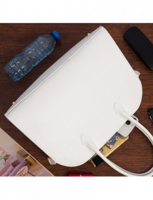 Torebka skórzana damska klasyczna pojemna A4 skóra włoska Beltimore biała W21 - zdjęcie 6