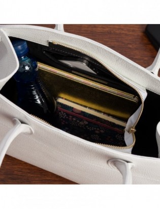 Torebka skórzana damska klasyczna pojemna A4 skóra włoska Beltimore biała W21 - zdjęcie 9