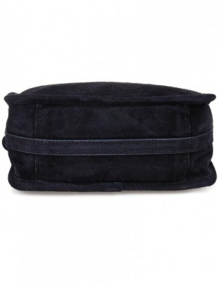 Granatowa skórzana listonoszka damska włoska zamszowa kuferek Beltimore B64 - zdjęcie 5