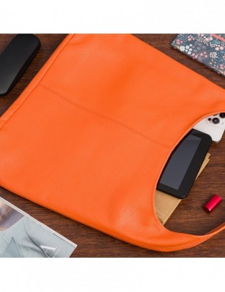 Torebka skórzana damska shopper pojemna A4 skóra naturalna włoska Beltimore pomarańczowa U36 - zdjęcie 3