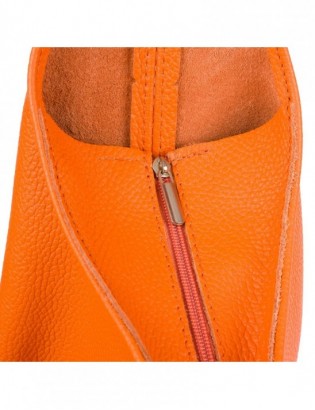 Torebka skórzana damska shopper pojemna A4 skóra naturalna włoska Beltimore pomarańczowa U36 - zdjęcie 12