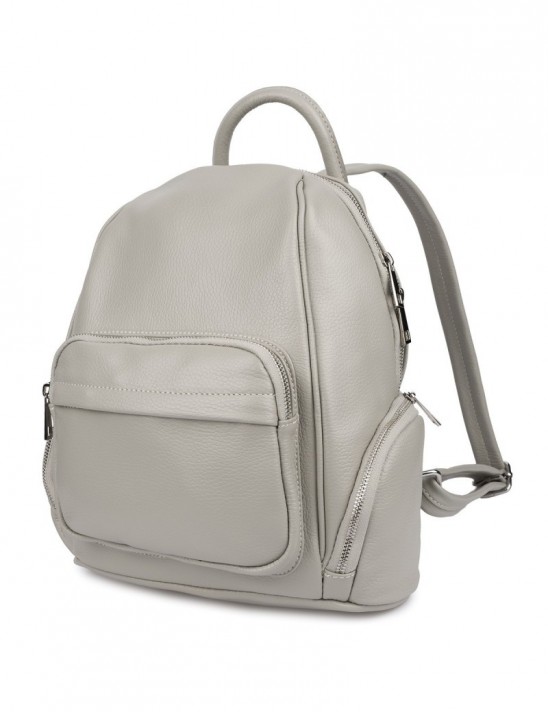 Włoski Plecak Skórzany damski Skóra Naturalna jasny szary U21