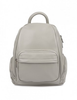 Włoski Plecak Skórzany damski Skóra Naturalna jasny szary U21 - zdjęcie 8