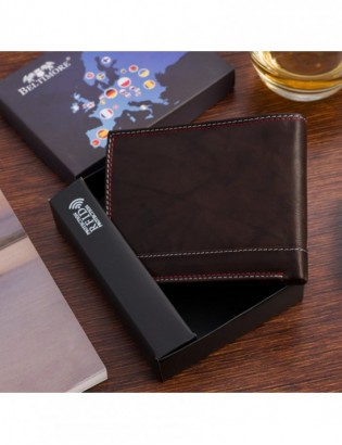 Portfel skórzany męski klasyczny poziomy z flagą brązowy RFiD Beltimore D28 - zdjęcie 4