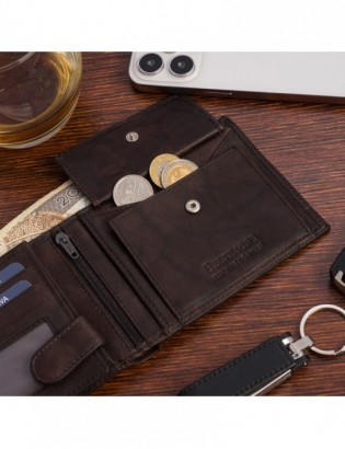 Portfel skórzany męski klasyczny poziomy z flagą brązowy RFiD Beltimore D28 - zdjęcie 6