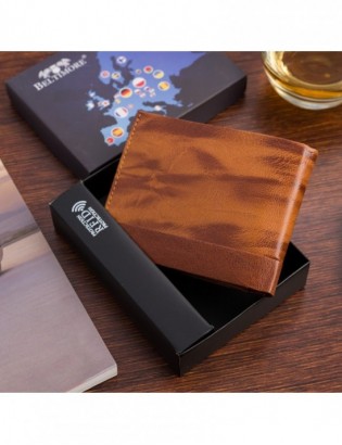 Portfel skórzany męski poziomy klasyczny brązowy RFiD Beltimore D34 - zdjęcie 4