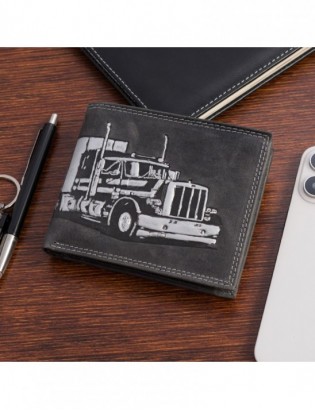 Portfel skórzany męski czarny nubuk poziomy skóra ciężarówka RFiD Beltimore R96 - zdjęcie 5