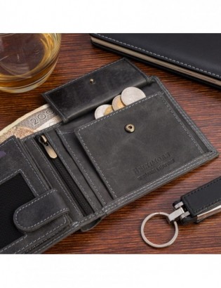 Portfel skórzany męski czarny nubuk poziomy skóra ciężarówka RFiD Beltimore R96 - zdjęcie 7