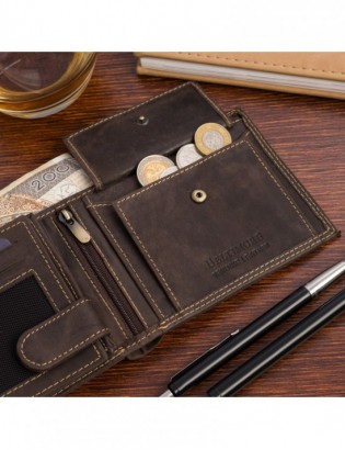Portfel skórzany męski brąz nubuk poziomy skóra ciężarówka RFiD Beltimore R97 - zdjęcie 4