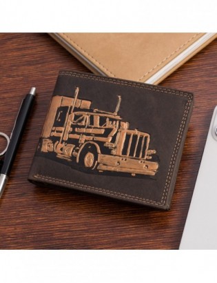 Portfel skórzany męski brąz nubuk poziomy skóra ciężarówka RFiD Beltimore R97 - zdjęcie 5