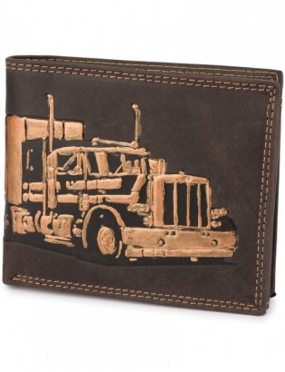 Portfel skórzany męski brąz nubuk poziomy skóra ciężarówka RFiD Beltimore R97 - zdjęcie 7